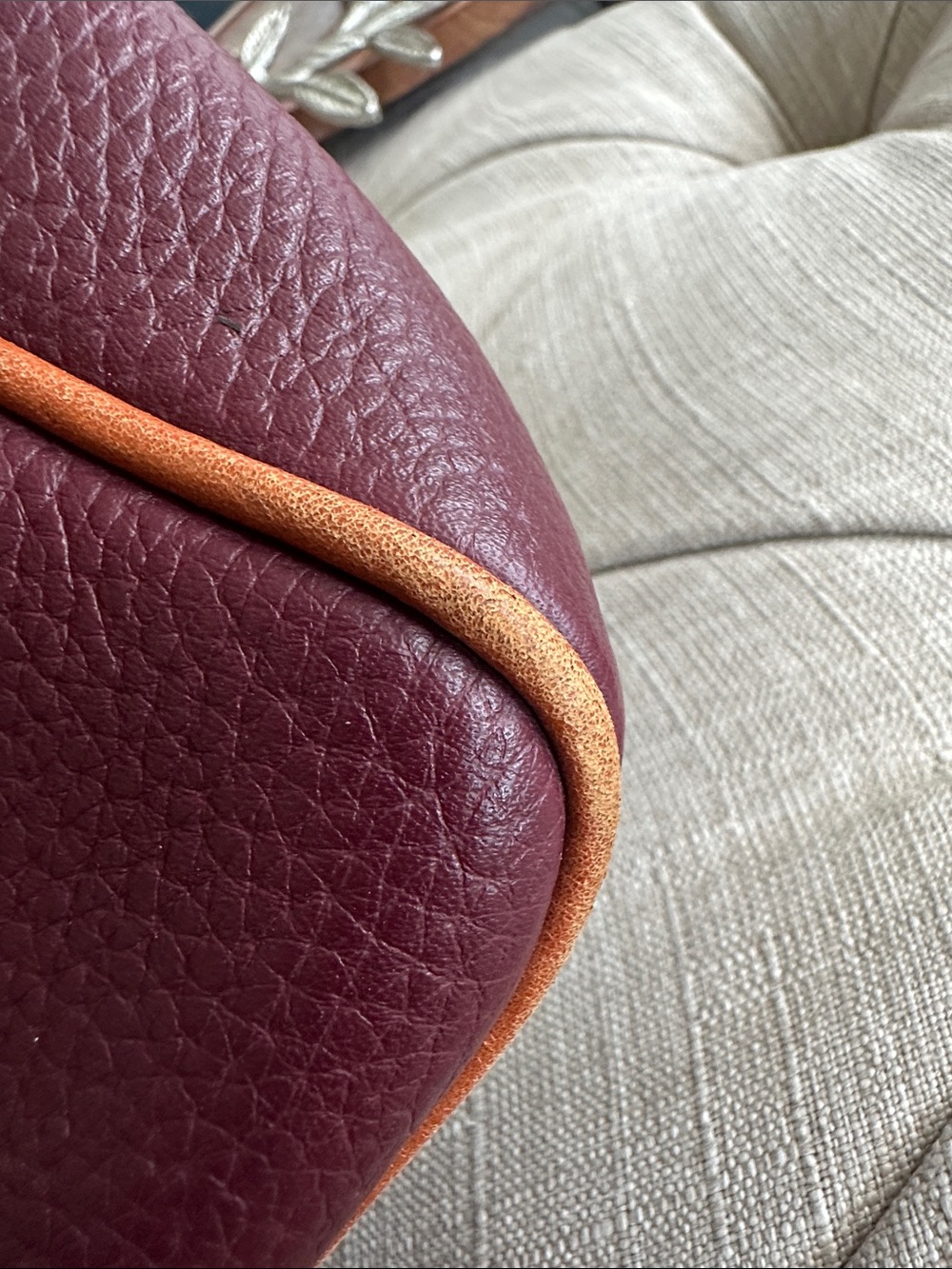 Dooney & Bourke Burgundy Pebble Leather Crossbody with Brown Trim - Picture 7 of 10